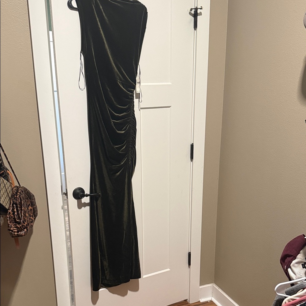 Olive color velvet Anthropologie dress. NWT Sz S